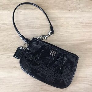 Coach Sequin Patent Leather Wristlet